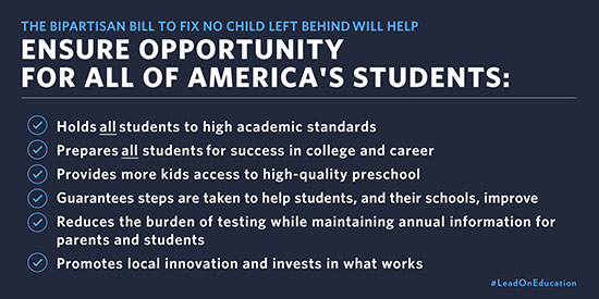 The Bipartisan bill to fix No Child Left Behind will help ensure opportunity for all of America's students