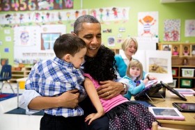 President Obama with students.