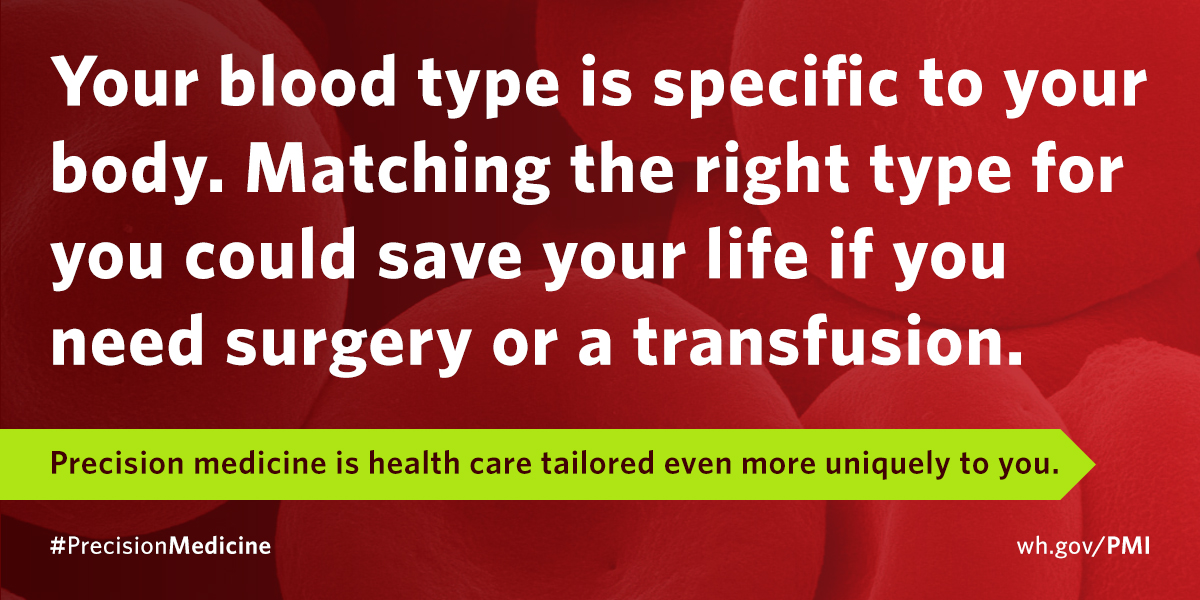 Your blood type is specific to your body. Matching the right type could save your life in case of surgery or transfusion.